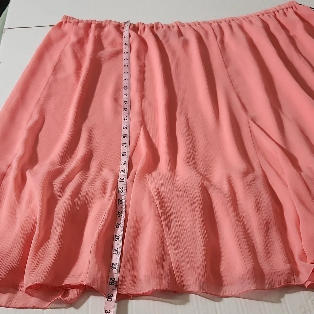 New York City Design Co SZ 5X Pink Lined Pleat Elastic Waist Chiffon Flowy Skirt